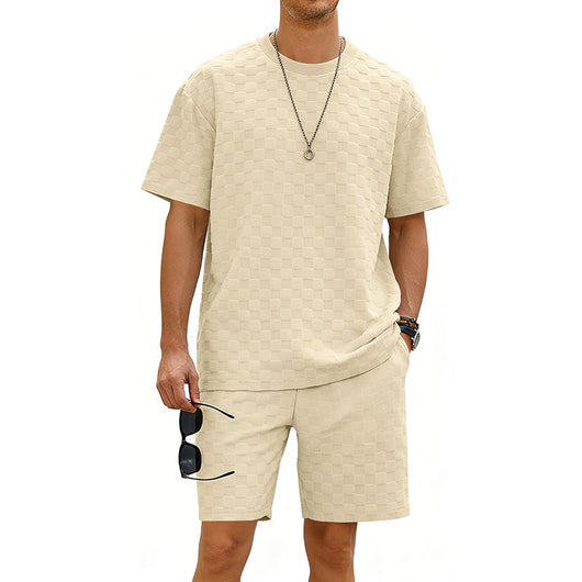 Conjunto de Playera y Shorts Casuales a Cuadros para Hombre - Image 9