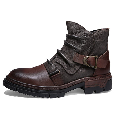 Botas de Cuero Genuino Estilo Retro para Hombre