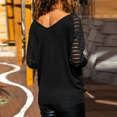 Blusa Mujer Cuello V con Mangas Rayas Modernas - Image 9