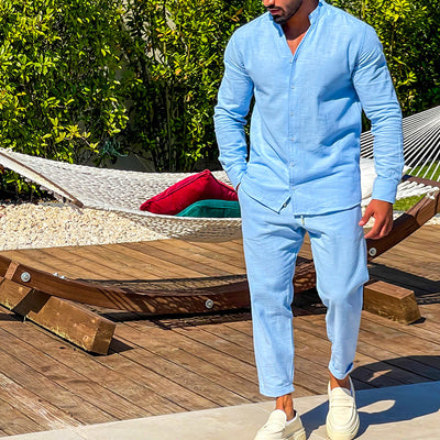 Conjunto Casual de Dos Piezas con Camisa de Manga Larga para Hombre - Image 14