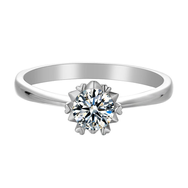 Anillo de Moissanita Copo de Nieve Brazos Rectos 50 Puntos Elegante y Delicado - Image 4