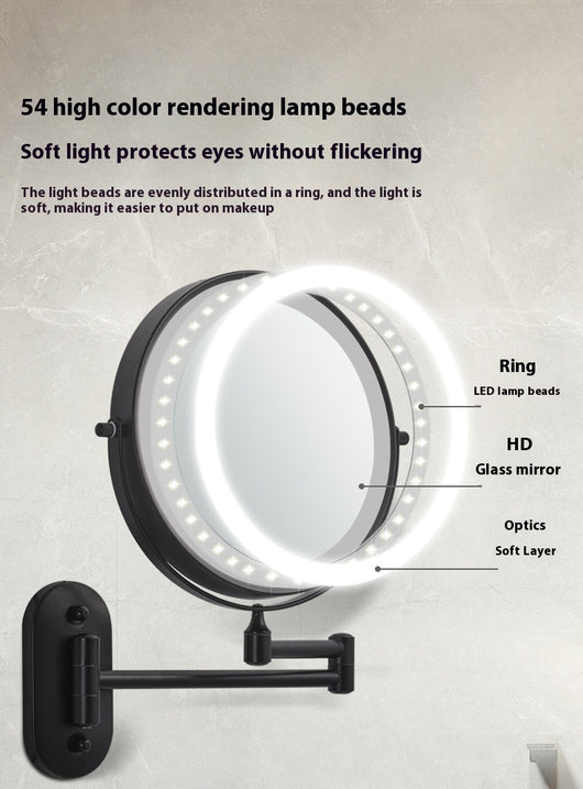 Espejo de Baño con Luz LED Plegable Doble Cara sin Perforación - Image 11