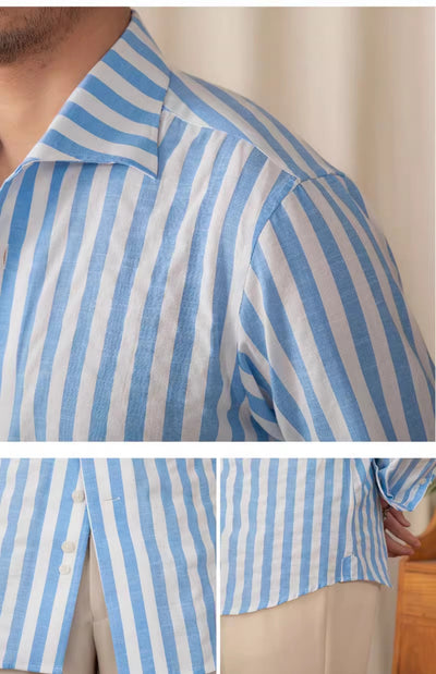 Camisa de Algodón a Rayas para Hombre - Estilo Ejecutivo Casual - Image 17