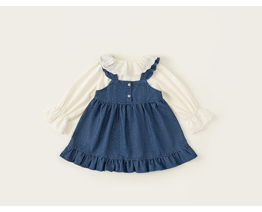 Conjunto Infantil Primavera: Blusa Denim y Falda Manga Larga - Image 13