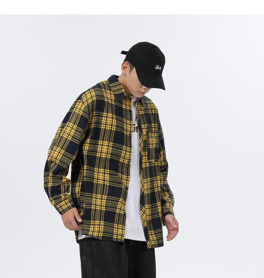 Camisa Casual Retro Cuadros para Hombre - Corte Holgado Primavera Otoño - Image 32