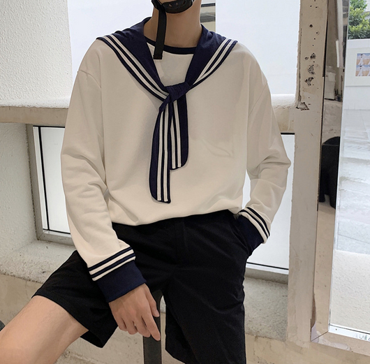 Sudadera con Capucha Retro Azul Marino - Estilo Coreano para Hombre - Image 5
