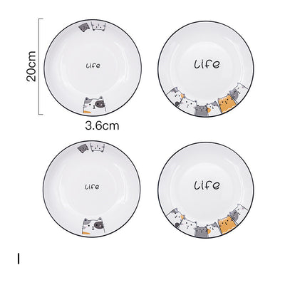 Plato Hondo de Cerámica con Diseño de Gato para Verduras - Image 10