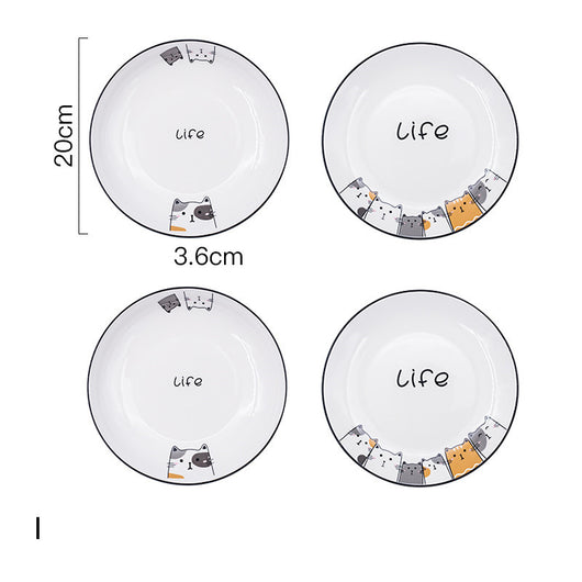 Plato Hondo de Cerámica con Diseño de Gato para Verduras - Image 10