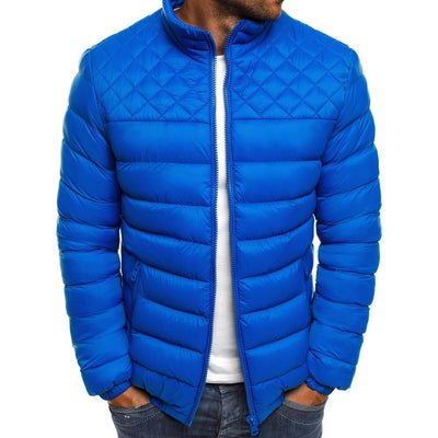Abrigo de Invierno para Hombre con Diseño de Costura Rombo y Cuello de Pie - Image 13