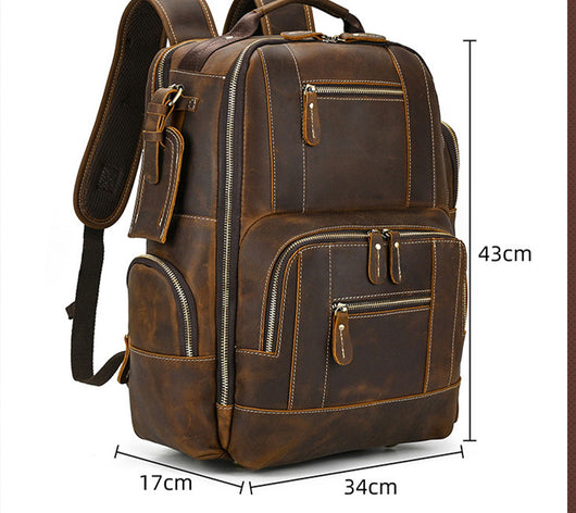 Mochila Retro de Cuero para Hombre - Bolsa Escolar de Gran Capacidad - Image 18