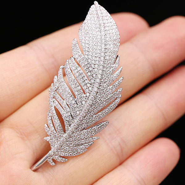 Broche de Pluma con Circones Micro Incrustados