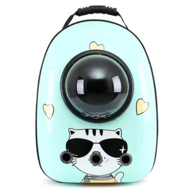 Black and white penguin-shaped pet carrier backpack with a transparent bubble window and ventilation holes. - Image 46
