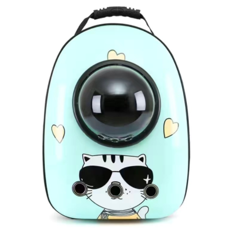 Black and white penguin-shaped pet carrier backpack with a transparent bubble window and ventilation holes. - Image 46