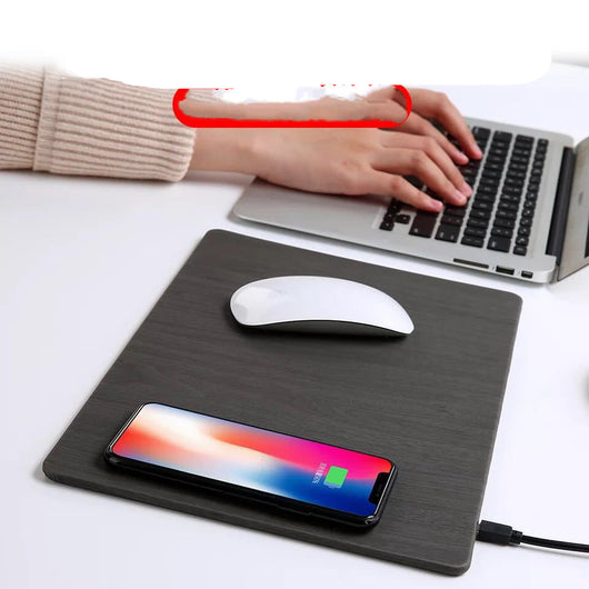 Mousepad de Cuero PU con Cargador Inalámbrico Qi para Móviles - Image 4