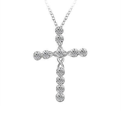 Colgante Cruz de Cristal Plateado para Mujer - Image 2