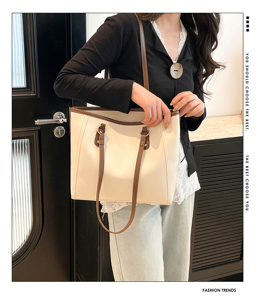 Bolsa Tote Retro Bicolor de Gran Capacidad - Estilo y Funcionalidad - Image 12