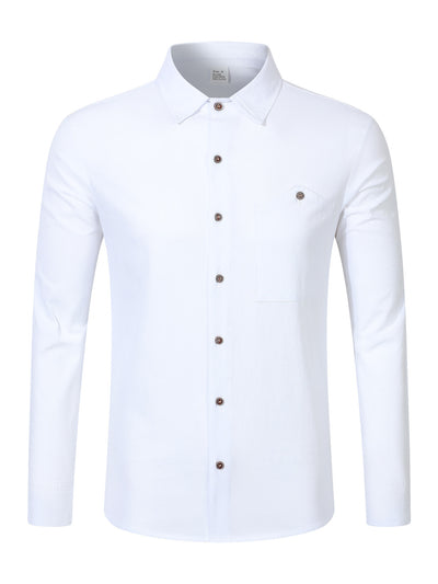 Camisa Cardigan Lino Hombre Fit Relajado Color Sólido - Image 15
