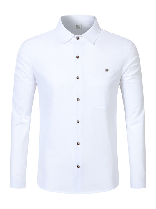 Camisa Cardigan Lino Hombre Fit Relajado Color Sólido - Image 15