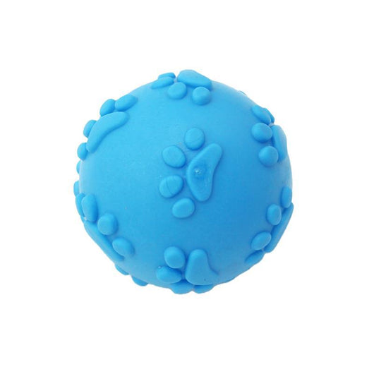 Bright pink TPR dog toy ball with raised paw print and oval patterns, designed for chewing and play. - Image 10
