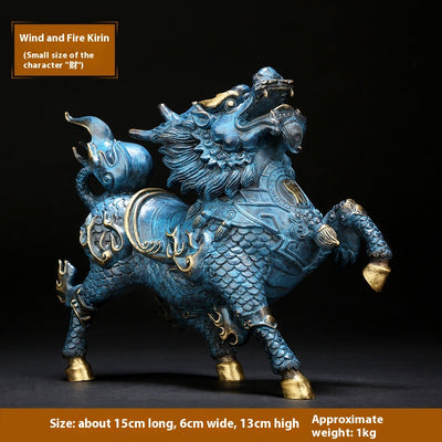 Par de Ornamentos Feng Shui Fire Kirin en Cobre - Decoración del Hogar - Image 6