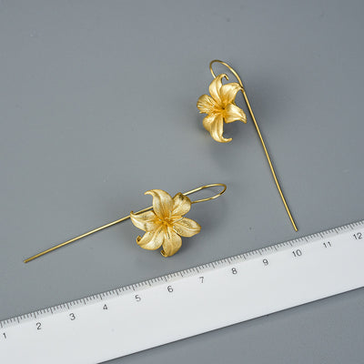 Aretes de Plata Esterlina S925 Flor de Lirio para Mujer - Image 12