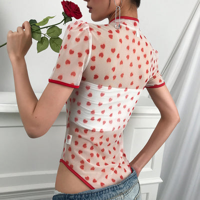 Mono Enterizo Sexy con Malla Transparente y Estampado para Primavera Verano - Image 3