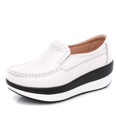 Zapatos Plataforma de Cuero con Suela Gruesa