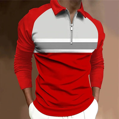 Polo Manga Larga con Cierre y Contraste de Colores - Image 5