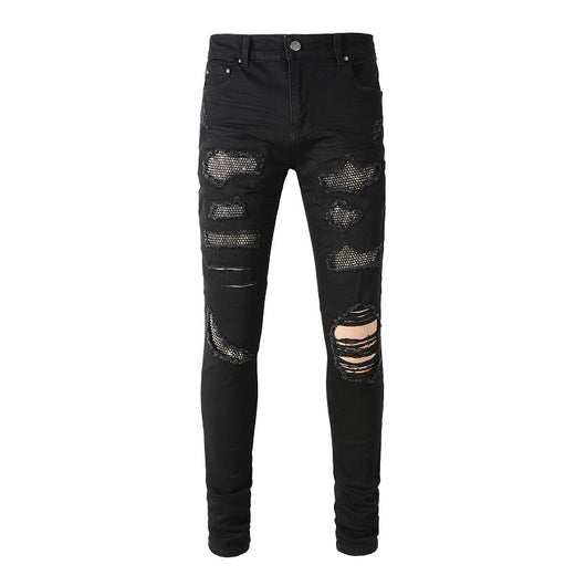 Jeans Slim Negros Elásticos con Detalles de Diamantes - Image 5