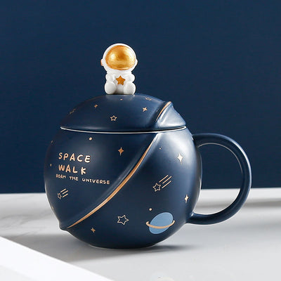 Taza Cerámica Astronauta con Tapa y Cuchara - Diseño Planeta - Image 6