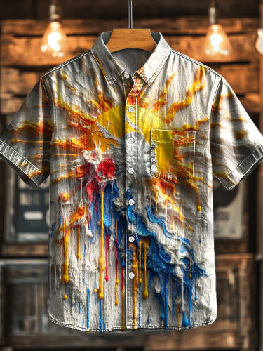 Playera Casual Digital 3D de Manga Corta para Hombre