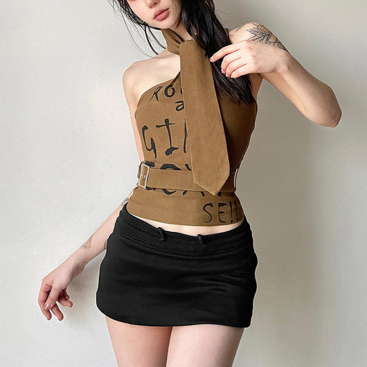 Top Halter Ajustado con Cuello Anudado y Espalda Descubierta - Image 2