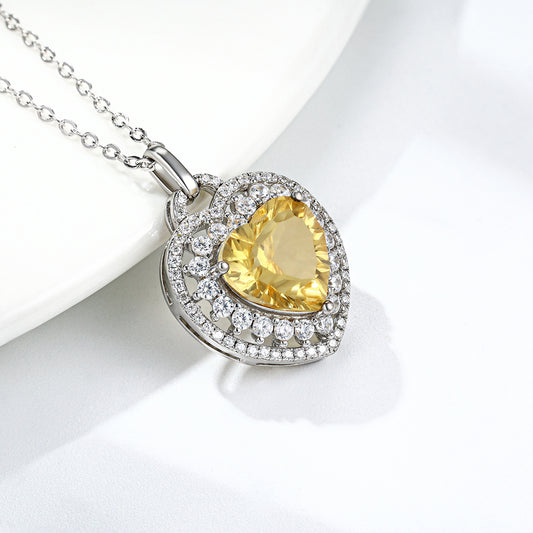 Collar Corazón Citrina Natural Plata 925 - Conjunto Completo para Mujer - Image 2