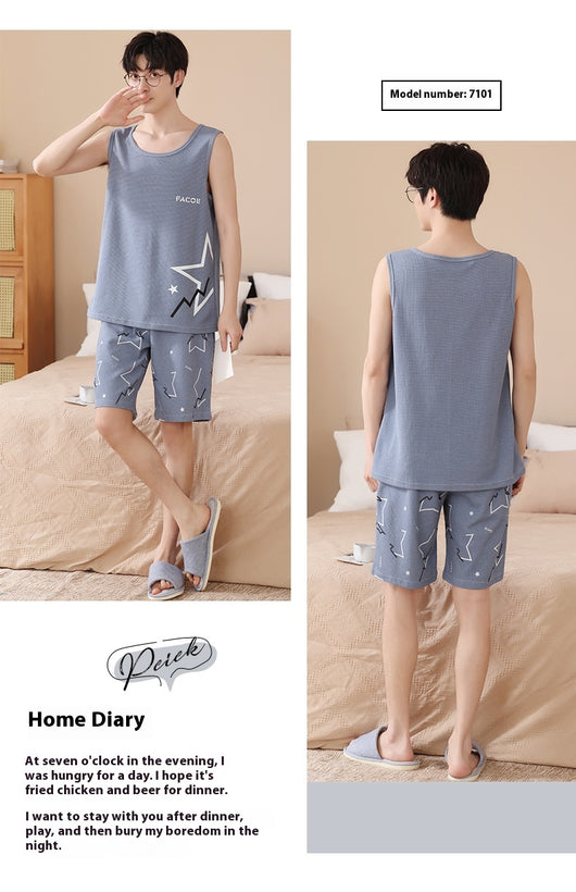 Pijama Tipo Chaleco sin Mangas para Hombre - Algodón Puro Verano - Image 23