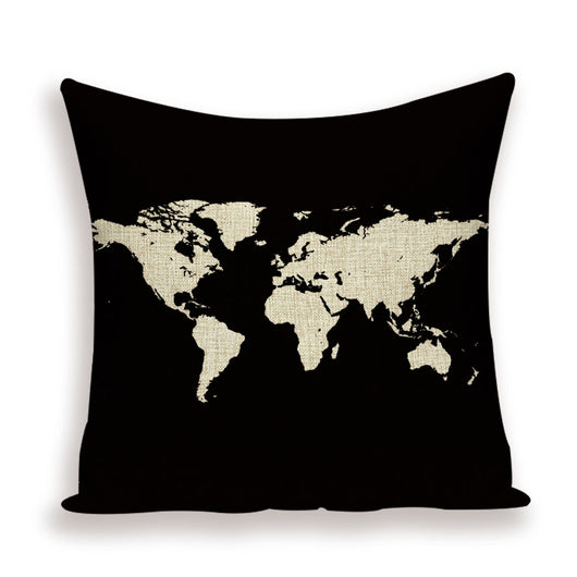 Funda de Almohada Retro con Mapa del Mundo Europeo - Cojín Decorativo Estilo Marroquí en Lino - Image 20