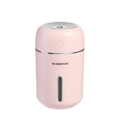 Pink USB car humidifier with a cylindrical design, silver accents, and a clear water level indicator. - Image 6