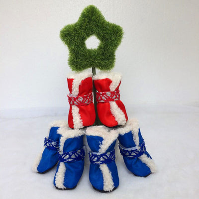 Botas de Nieve Impermeables para Mascotas - Zapatos Acolchados Navideños