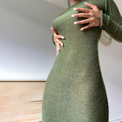Vestido Elegante Ajustado de Manga Larga para Mujer - Image 5