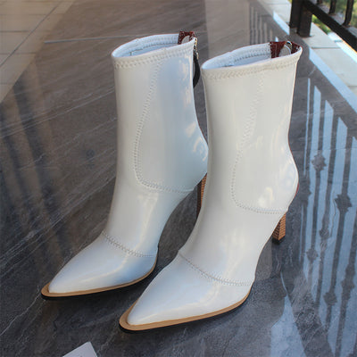 Botines de Charol Punta Aguda Tacón Stiletto para Mujer - Image 10