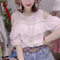 Blusa Hombro Descubierto Estilo Occidental Manga Corta Elegante
