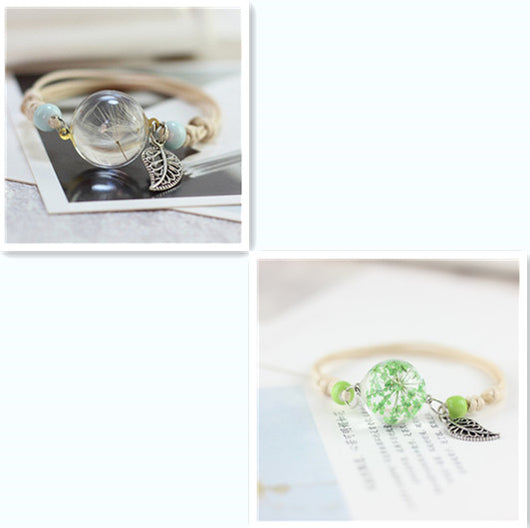 Pulsera Esfera de Cristal con Flores Secas - Diente de León y Estrellas - Image 23