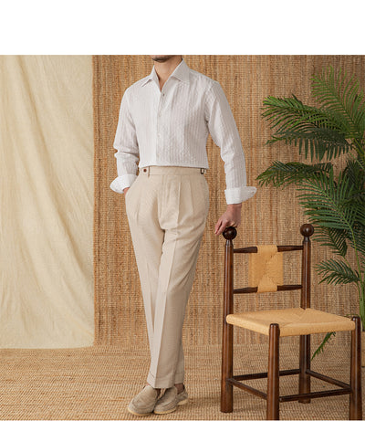 Camisa Casual de Algodón Seersucker Manga Larga Cuello Clásico - Image 26
