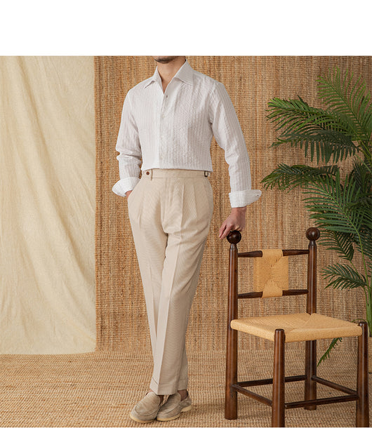 Camisa Casual de Algodón Seersucker Manga Larga Cuello Clásico - Image 26