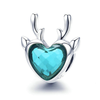 Dije Corazón de Circón Azul con Incrustación de Alce