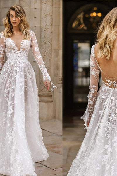 Vestido de Novia Elegante con Encaje y Mangas Largas - Image 10
