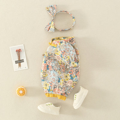 Mono Corto Estilo Étnico Floral para Bebé Niña - Diseño Cheongsam Verano - Image 3
