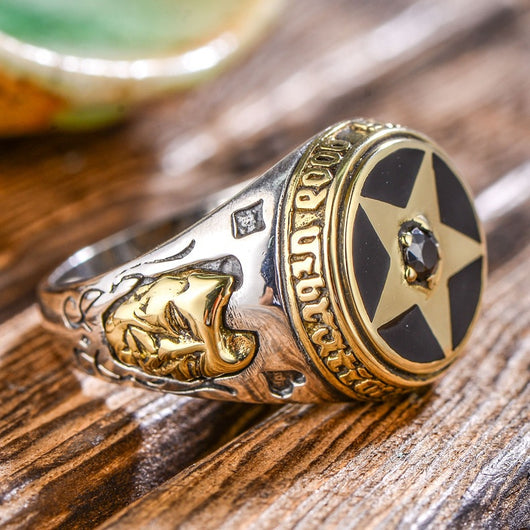 Anillo de Plata Tailandesa con Ágata Negra y Estrella de Cinco Puntas - Image 9