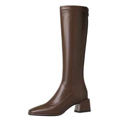 Botas Altas para Mujer con Tacón Grueso y Punta Cuadrada - Efecto Piernas Estilizadas - Image 5