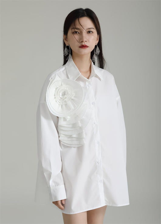 Blusa Larga con Falda Integrada - Diseño Floral 3D con Pliegues - Image 30