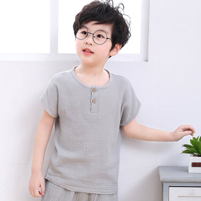 Playera Infantil de Algodón y Lino de Manga Corta - Image 4